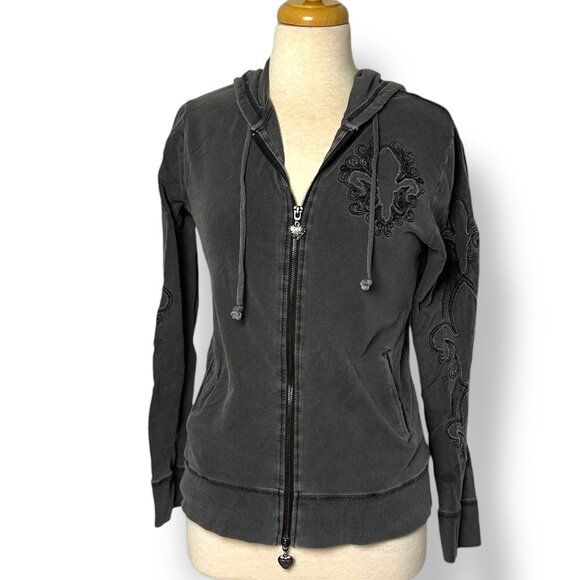 Vertigo Weathered Gray Embroidered Applique Hoody Sweatshirt Phoenix Sz M - Picture 1 of 11